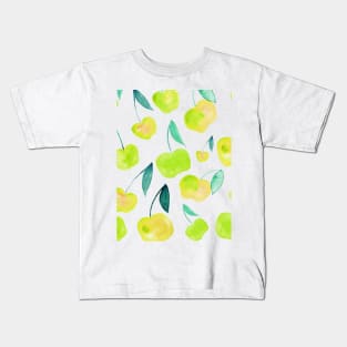 Watercolor cherries - yellow and green Kids T-Shirt